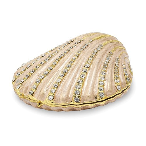 Bejeweled "Pinky" Clam Shell Trinket Box with Matching Necklace