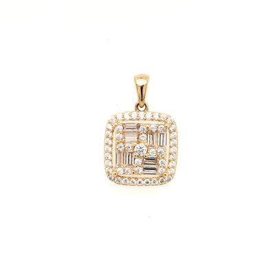 14KY Square Diamond Cluster Pendant 0.60ctTW
