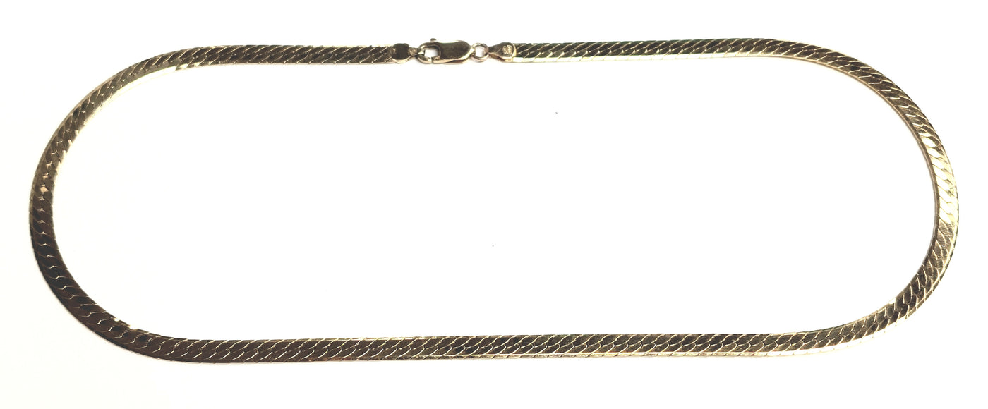 14KY 5mm Herringbone Chain with Lobster Claw Clasp Length:18.95in