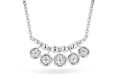 14K White Gold Beaded Diamond Dangle Necklace (18 inches)