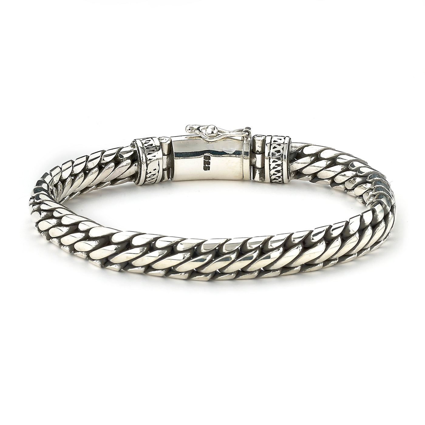 Sterling Silver 10mm Woven Chain "Terzetto" Bracelet