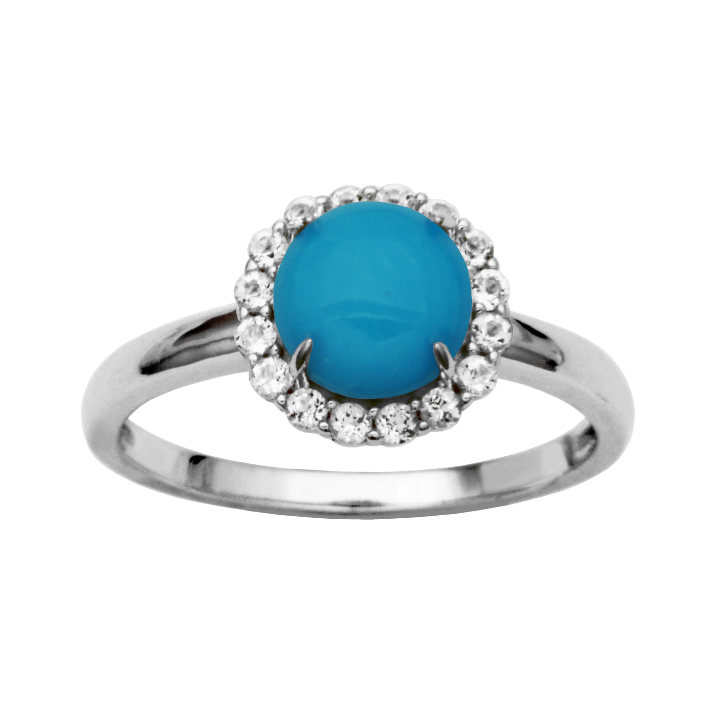 SS Sleepy Beauty Turquoise & White Topaz "Dazzle" Ring