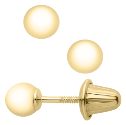 14KY 4mm Gold Ball Screw Back Earrings