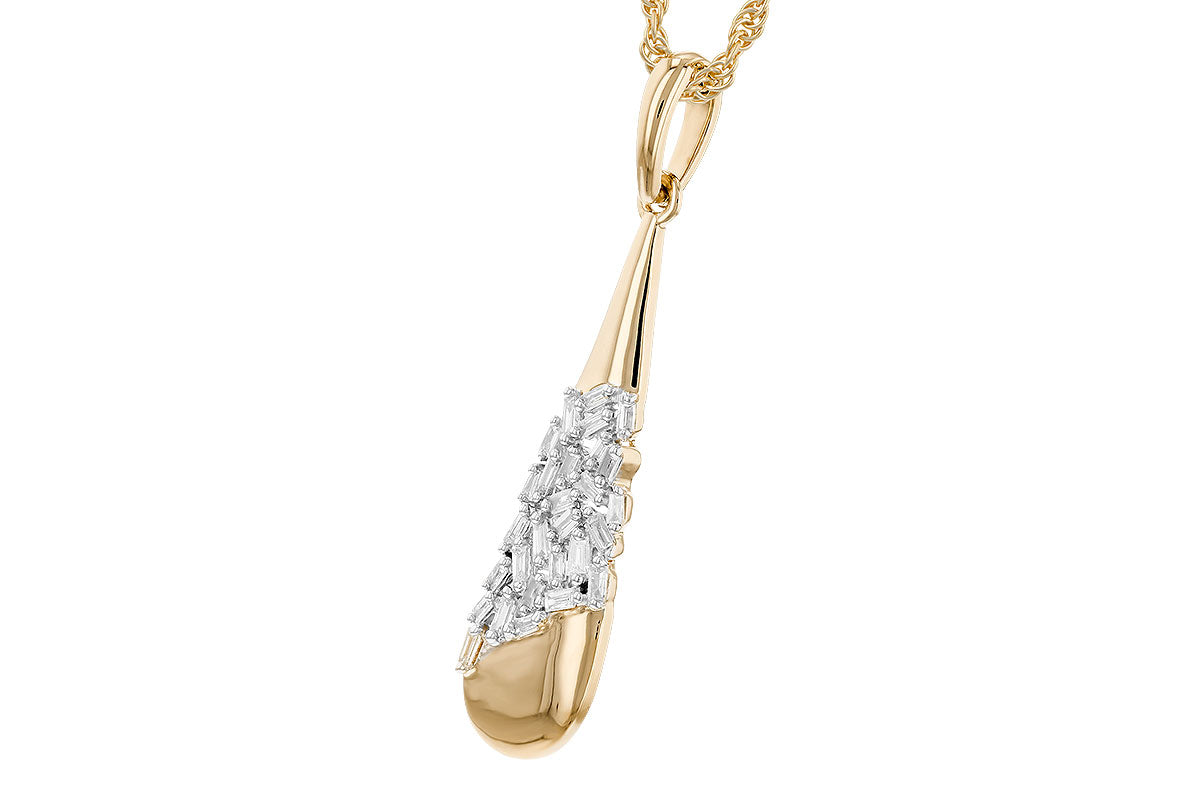 14K Yellow Gold Baguette Diamond Drop Necklace (18 inches)