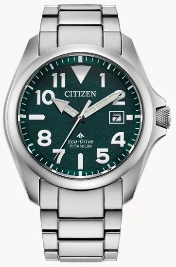 Gent's Titanium Citizen "Promaster Tough" Watch with Dark Green Dial