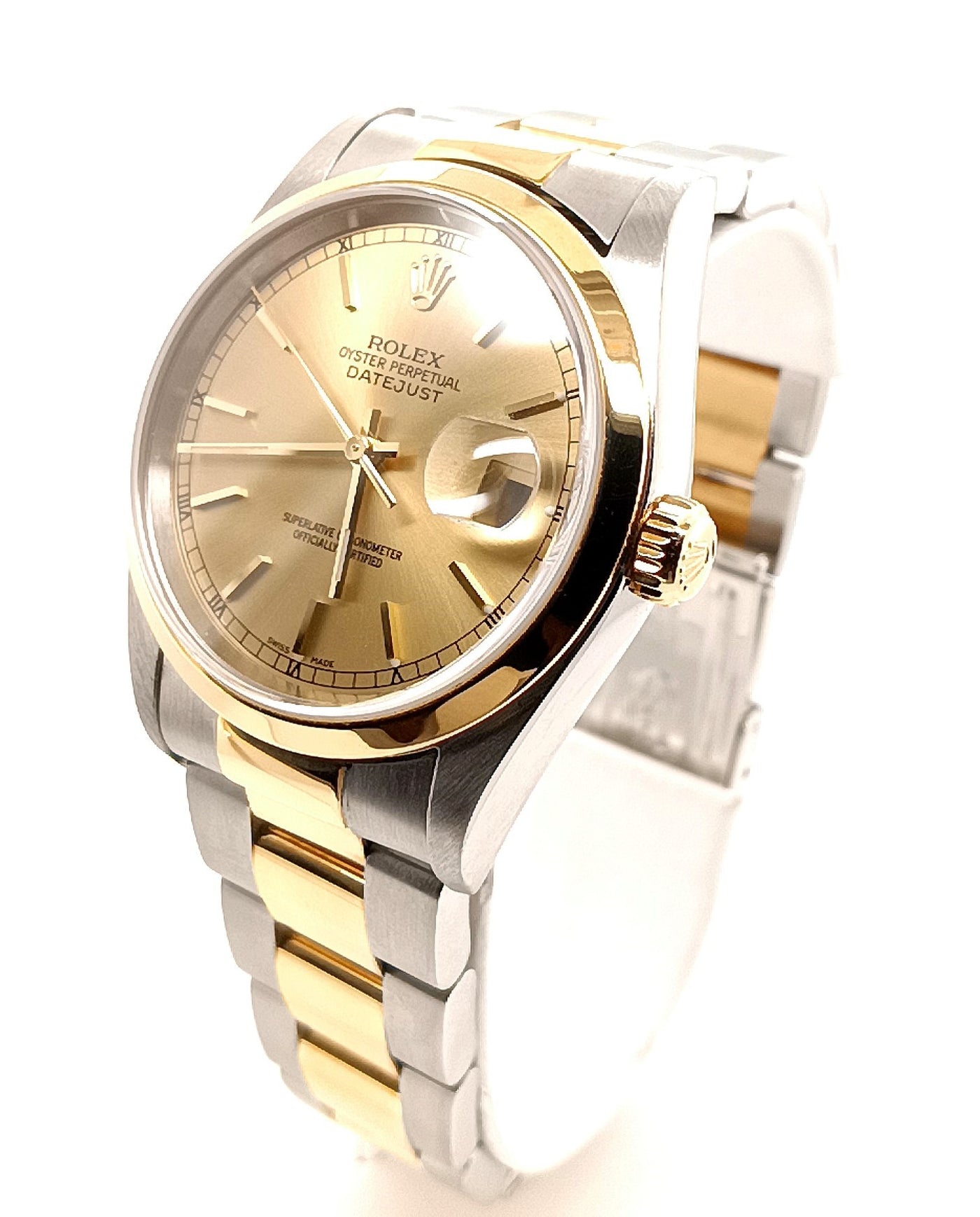 Gent's 18K Gold & Stainless Pre-owned Rolex Datejust with Champagne Dial, Circa 2001