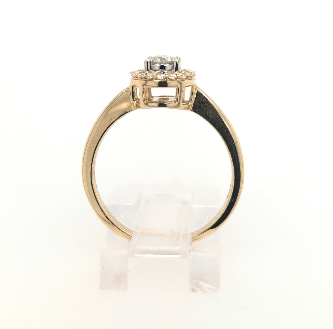 14KY Round Halo Style Diamond Ring