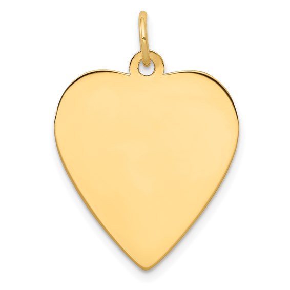 14K Yellow Gold Plain .013 Gauge Engravable Heart Disc Charm
