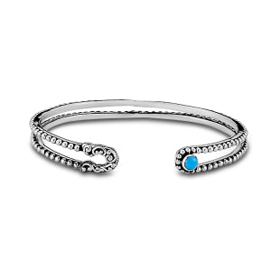 SS SAFETY PIN BANGLE W/ SLEEPING BEAUTY ACCENT