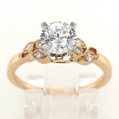 14KY Floral Diamond Semi-Mount with 1ct Cubic Zirconia Center (Size 7)