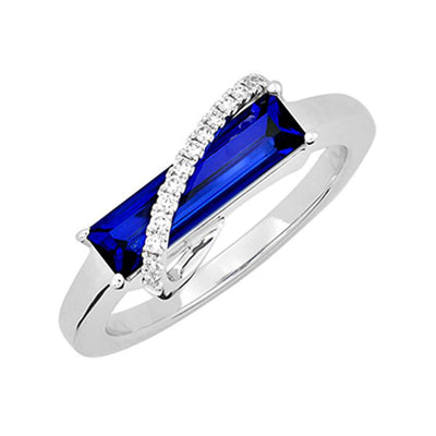 14K White Gold Chatham Blue Sapphire Ring