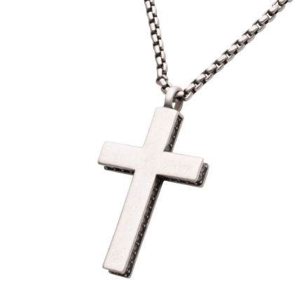 SS CroSS Necklace with Cubic Zirconia Accents
