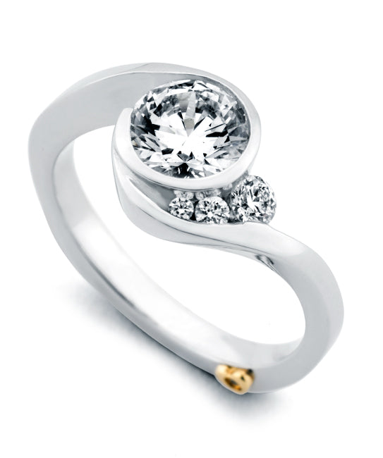 14KW "Escape" Diamond Engagement Ring Semi-Mount 0.12ctTW of Diamonds with CZ center stone
