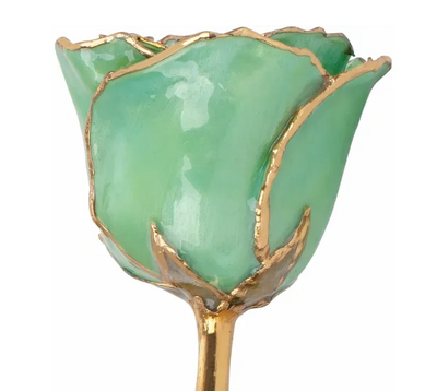 Lacquered Peridot Colored Rose with 24K Gold Trim