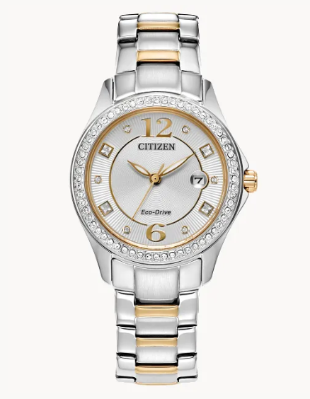 Lady's Citizen Eco-Drive "Crystal" with White Satin Dial