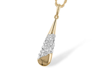14K Yellow Gold Baguette Diamond Drop Necklace (18 inches)