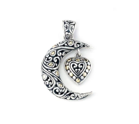 SS & 18K Yellow Gold "Mystic Moon Pendant"