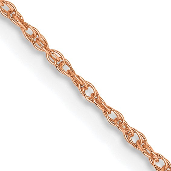 14K Rose Gold 0.8mm Baby Rope Chain with Spring Ring Clasp