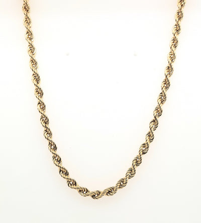 14K Yellow 3.3mm Hollow Rope Chain 16.50in