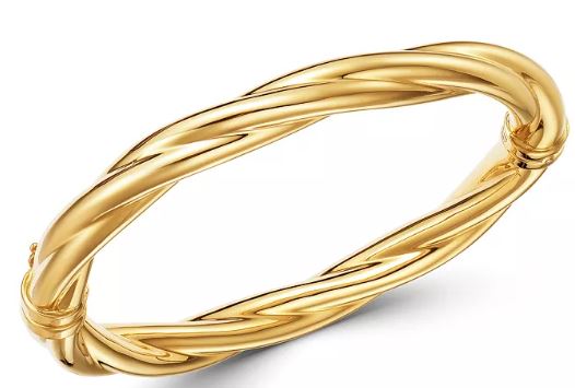 14KY 7.20mm Gold Twisted Hinge Bangle Bracelet