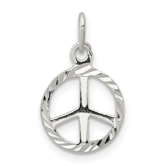 SS Diamond-Cut Peace Sign Symbol Charm