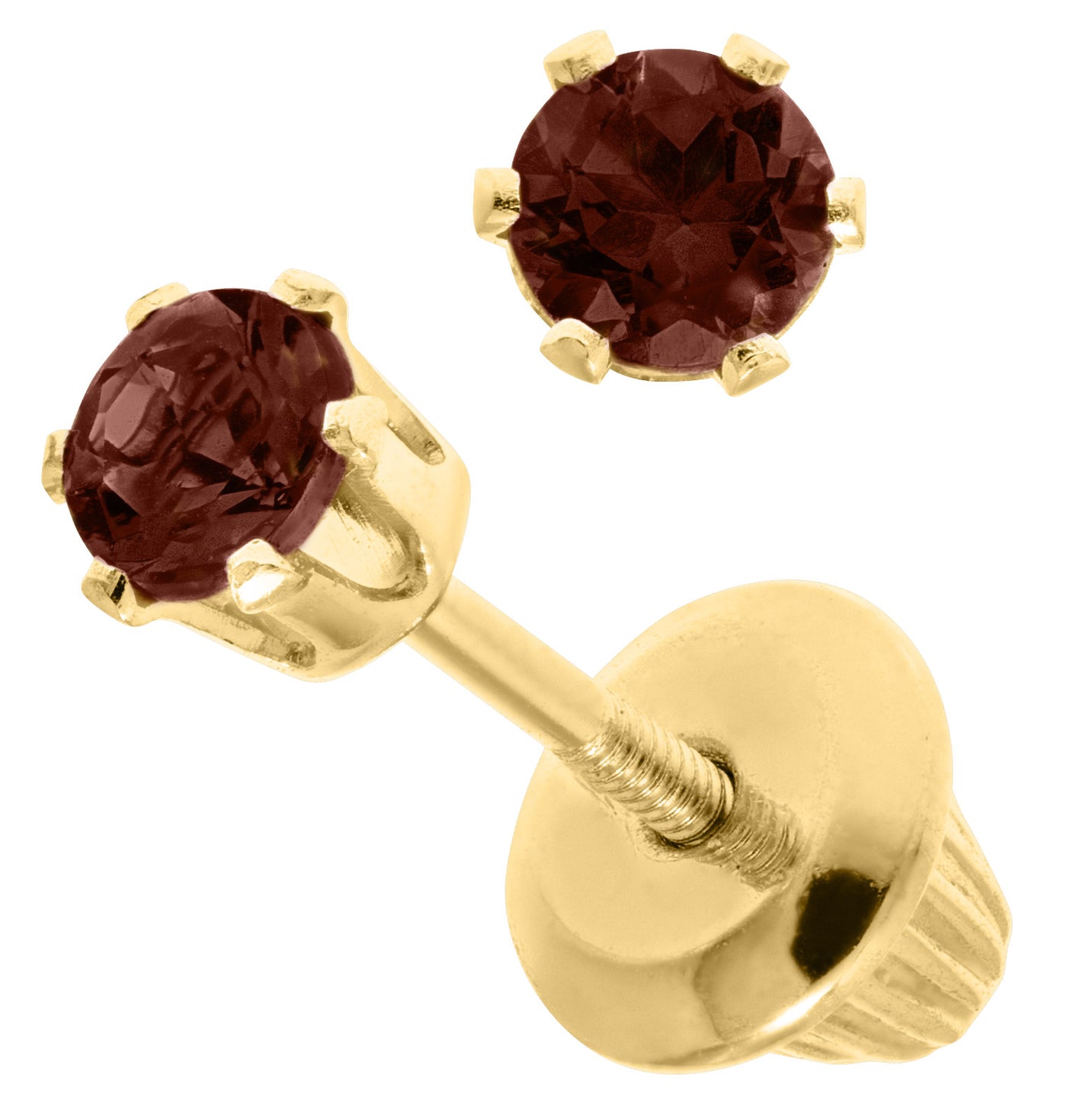14KY Garnet Children's Screw Back Earrings