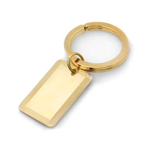 Gold Plated Steel Key Ring with Textured Border