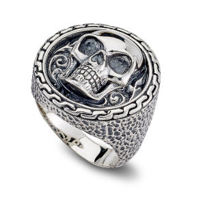 Sterling Silver Round Imperial Mens Skull Ring