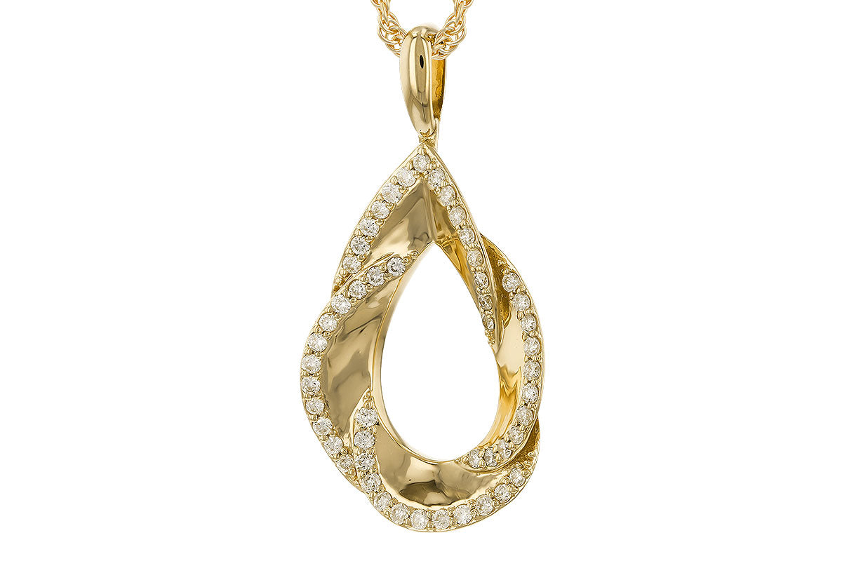 14K Yellow Gold Pear Shape Diamond Swirl Necklace (18 inches)