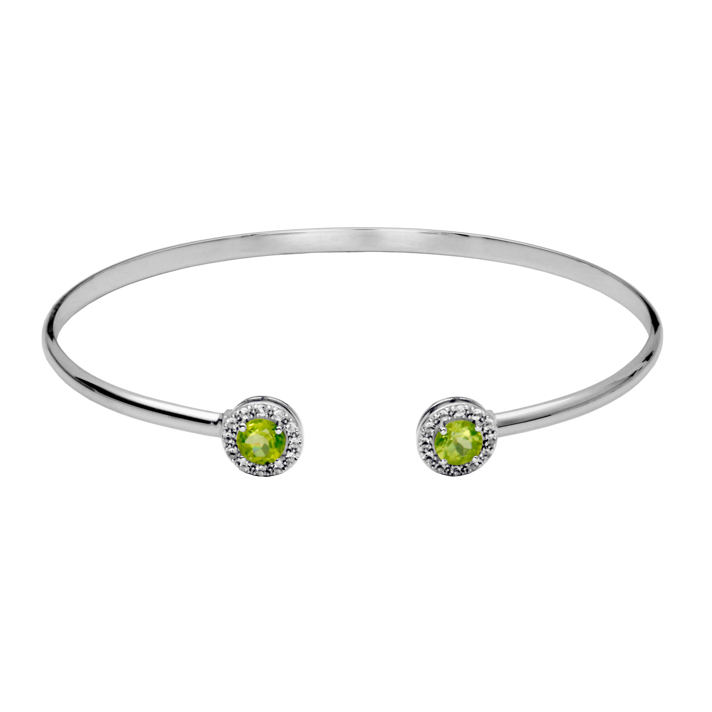 SS Peridot & White Topaz "Dazzle"  Cuff Bracelet