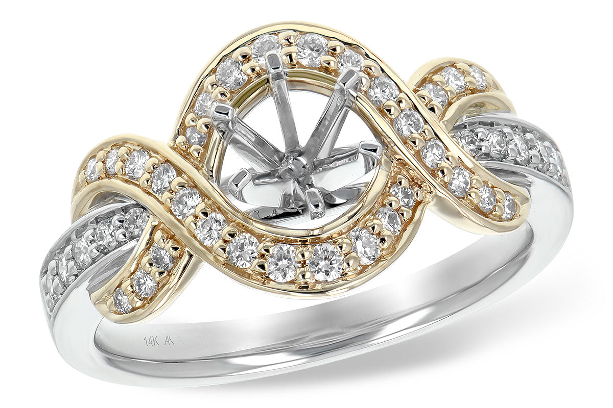 14K Two-Tone Double Twist Diamond Semi-Mount Engagement Ring
