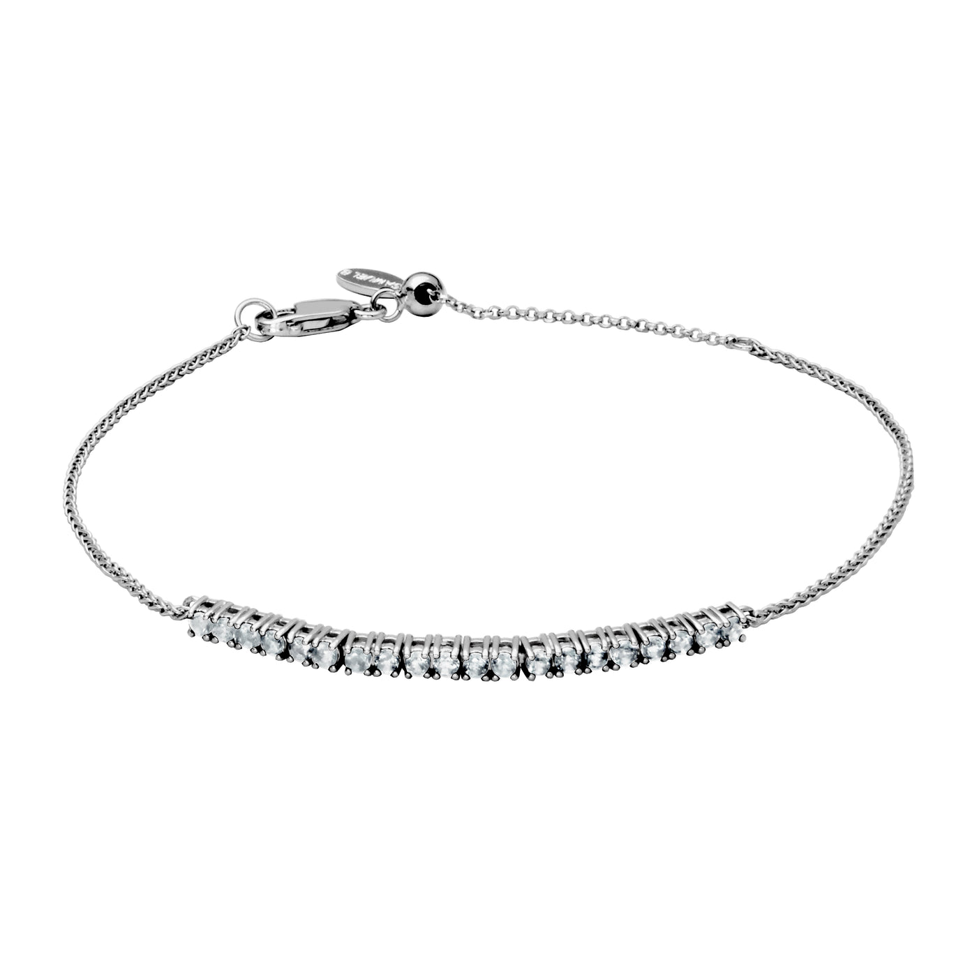 SS White Topaz 2mm Adjustable "Dazzle" Bracelet