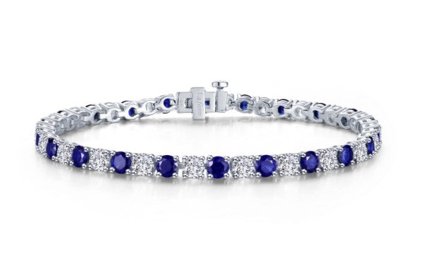 Sterling Silver Lafonn Lassaire and Lab-Grown Blue Sapphire Bracelet (7.25 inch)