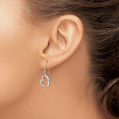 Sterling Silve Cubic Zirconia Heart Dangle Earrings