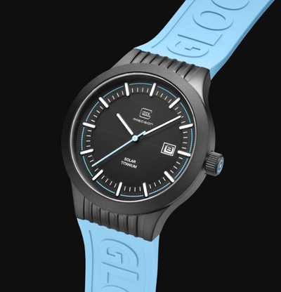 Mid-size Black Titanium Glock Watch with Black Dial and Blue Dial Accents