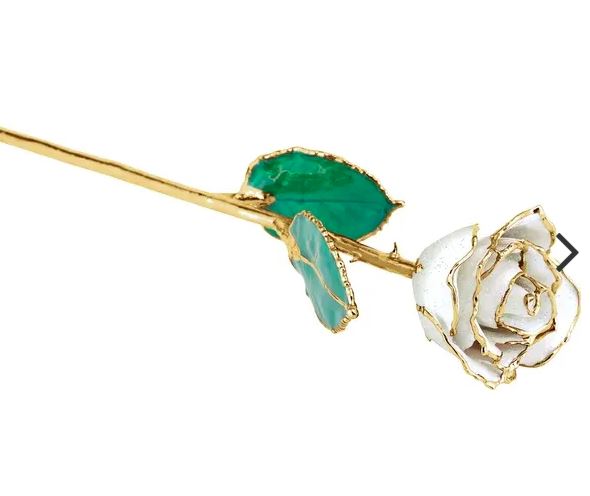 Lacquered Diamond Colored Rose with 24K Gold Trim