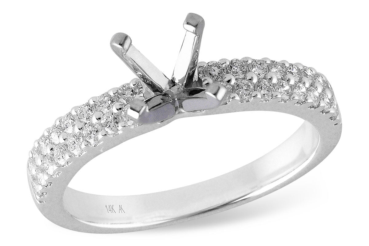 14K White Gold Two-Row Diamond Semi-Mount Engagement Ring
