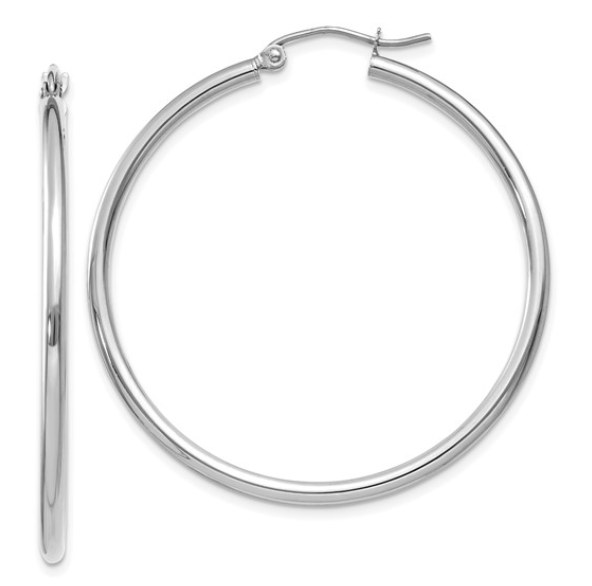 14K White Gold 40mm Lightweight Tube Hoops