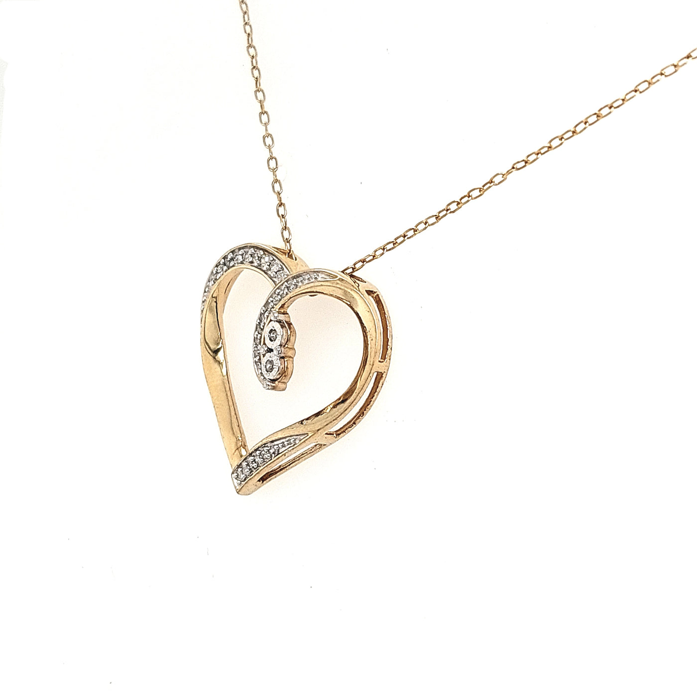 SS/GP Diamond Heart Pendant
