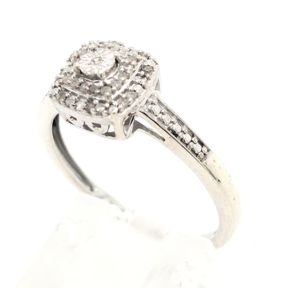 SS Square Diamond Cluster Ring