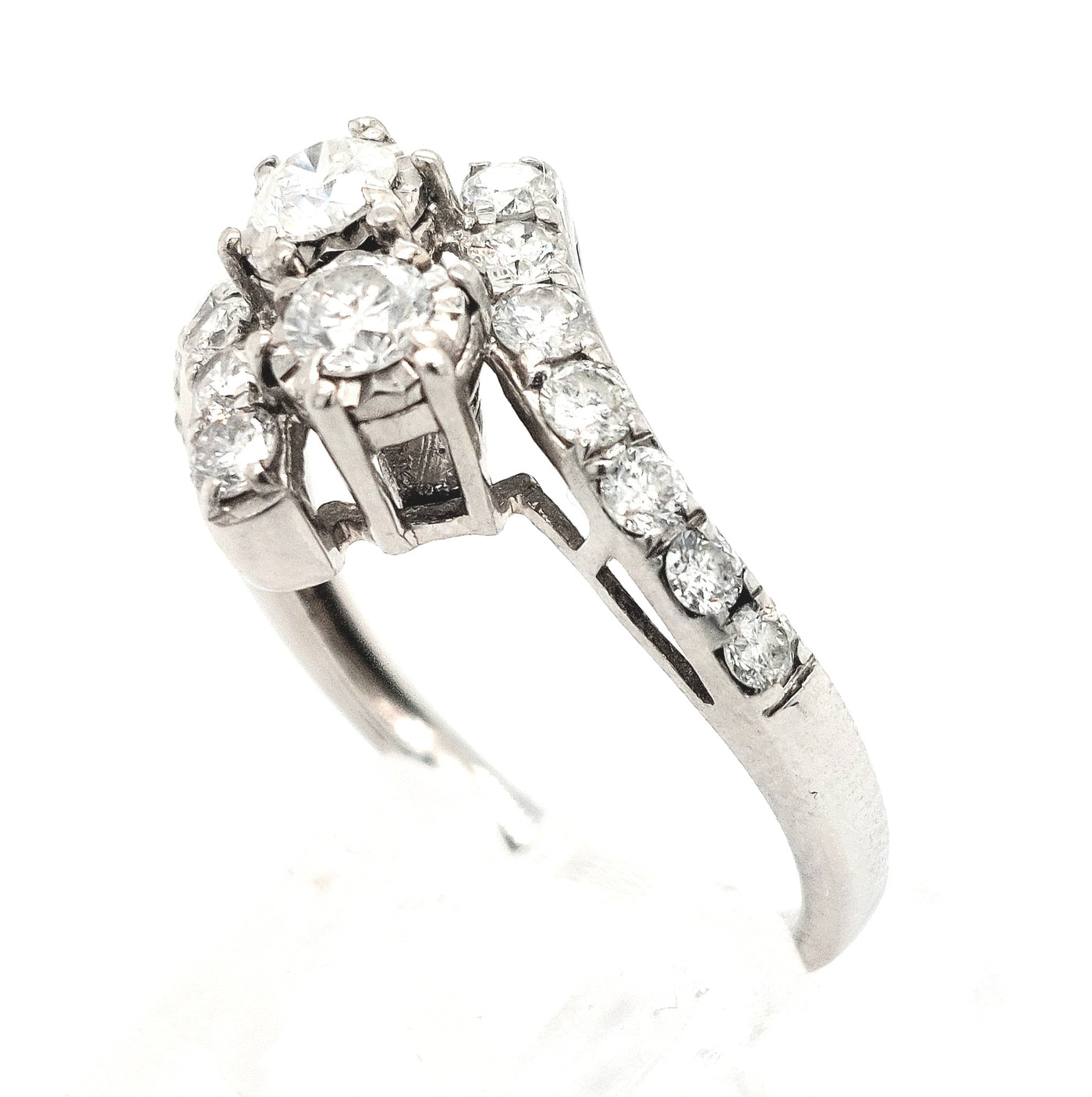 10KW Two-Stone Diamond Bypass Ring