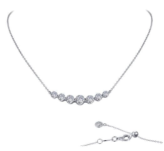 Lafonn Sterling Silver Round 7 Stone Necklace (18 inch)