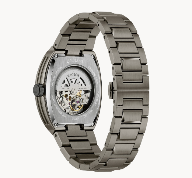 Gents Gunmetal Bulova "Maquina" with Green Skeleton Dial