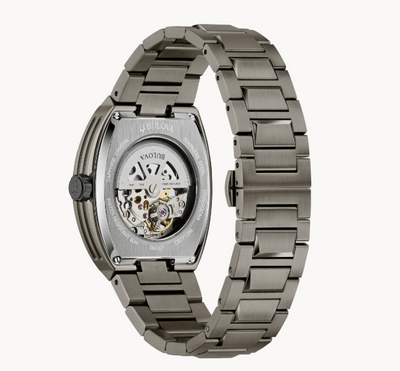 Gents Gunmetal Bulova "Maquina" with Green Skeleton Dial