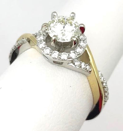 14K White and Yellow Gold Diamond Engagement Ring