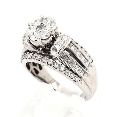 10KW 1.13ctTW approx. Diamond Cluster Engagement Ring