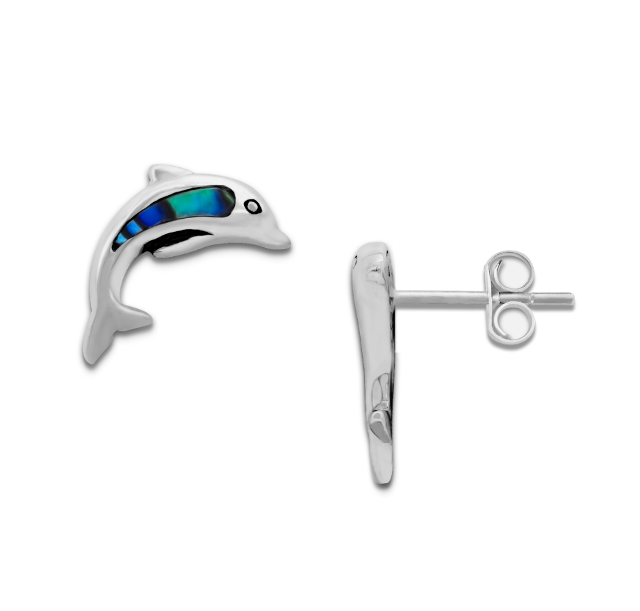 Sterling Silver Abalone "Dolphin Stud" Earrings