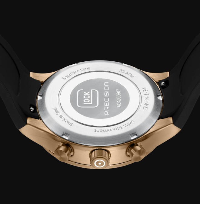 Gents Khaki Steel Glock Watch with Black Dial