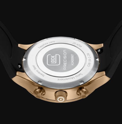 Gents Khaki Steel Glock Watch with Black Dial