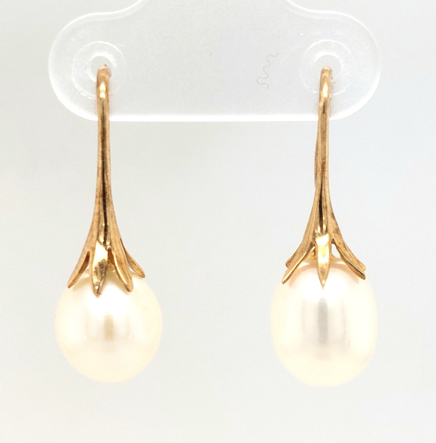 14K Yellow Gold 3.25mm Pearl earrings with shepherds hooks